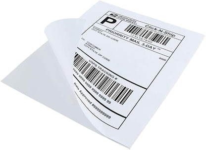 L LIKED 30 Printable White Sticker Paper Full Sheet Label, Matte, 8.5" x 11" for Laser & Inkjet Printers (30 Sheets)