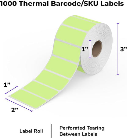 Rollo 2x1 Sticker Labels - Roll of 1,000 Blue Labels - Multi-Purpose Direct Thermal Printer Stickers