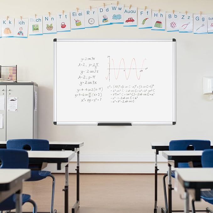 VIZ-PRO Dry Erase Board/Whiteboard, Non-Magnetic, Pack of 2, 36 x 24 Inches, Wall Mounted Board for School Office and Home