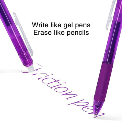 8 Pack Retractable Erasable Gel Pens Clicker Fine Point 0.7mm, Make Mistakes Disappear Comfort Grip for Drawing Writing Planner and School Supplies, Assorted Color Inks