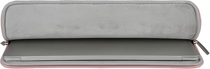 RAINYEAR 14 Inch Laptop Sleeve Soft PU Leather Case Protective Water Resistant Zipper Cover Carrying Bag Compatible with 14" Notebook Computer Chromebook, 14 MacBook Pro A2442(Pink)
