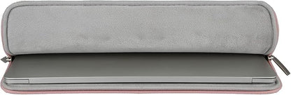 RAINYEAR 14 Inch Laptop Sleeve Soft PU Leather Case Protective Water Resistant Zipper Cover Carrying Bag Compatible with 14" Notebook Computer Chromebook, 14 MacBook Pro A2442(Pink)