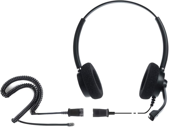 IPD IPH-165 Phone Headset with Noise Cancelling Microhone for Office and Call Center- Comapatible with Polycom VVX,Aastra,Avaya Digital, Nortel, Samsung,Mitel landline Phones