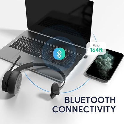 Yealink BH70 Teams Wireless Headset with Mic, Bluetooth Headsets for Work, Long Battery Life of 35h Talking, 91g Lightweight for All-Day Wearing, with 3 Noise Cancelling Microphone for Clear Calls