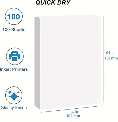 Premium Resin Coated 4X6 Photo Paper for Vibrant Photo Prints - Waterproof, Thick, Heavy, Fade Resistant, Instant Dry, Long Lasting 4R Photo Papers for Stunning Results (Gloss, 4X6)