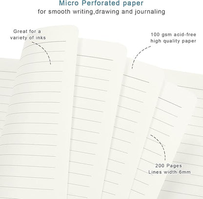Small Notebook, Mini Pocket Journal A6 5.7" x 3.9", Leather Hardcover Journal with Pen Holder, 160 Thick Papers, Cute Lined Notebook Small Notepad for Women Writing Work Travel, Forest