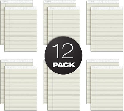 TOPS Prism Writing Pads, 8-1/2" x 11-3/4", Legal Rule, Ivory, Perforated, 50 Sheets, 12 Pack (63130)