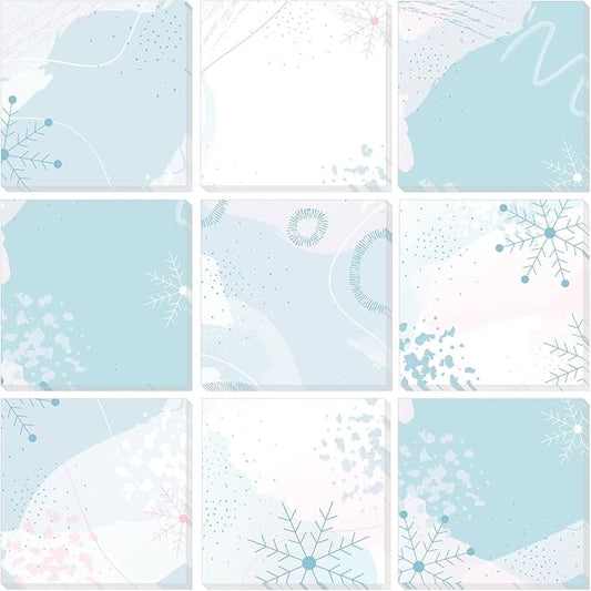 9 Pieces Christmas Winter Snowflake Sticky Notes Winter Snowflake Style Design Self-Adhesive Note Pads Sticky Memo Notes for School Office Home Supplies Students Teachers Presents