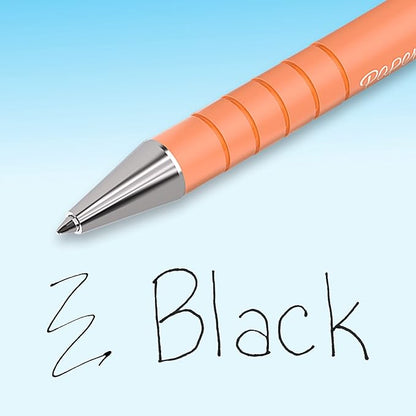 Paper Mate FlexGrip Ultra Ballpoint Pens, Made from Recycled Plastic Materials, Assorted Barrel Colors, Medium Point (1.0mm), Black, 4 Count