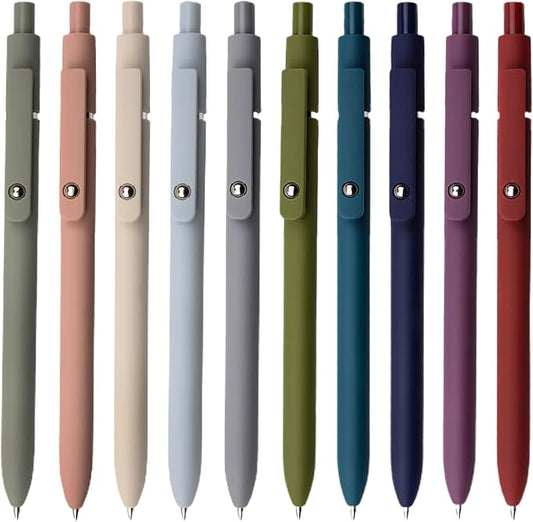 Gel Pens, 10 Pcs 0.5mm Fine Point Smooth Writing Pens Cute Pens, High-End Series Black Ink Pens for Journaling Note Taking, School Office Supplies for Women Men (10 Pcs Mixed colors)