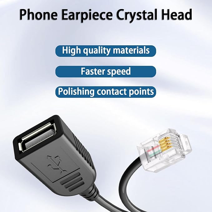 RJ11 to USB Adapter, RJ116p4c to USB Female Cable, Used for Telephone Communication, Fax Machine, Modulation and Demodulation Adapter (30cm)