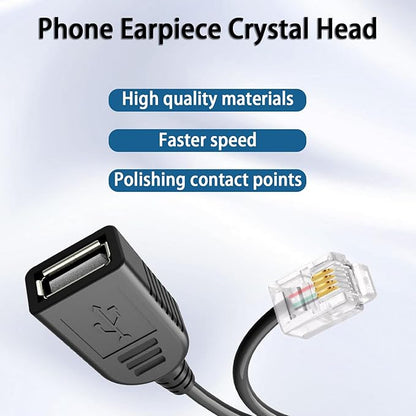 RJ11 to USB Adapter, RJ116p4c to USB Female Cable, Used for Telephone Communication, Fax Machine, Modulation and Demodulation Adapter (30cm)