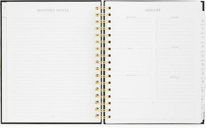 2024-2025 Sugar Paper Academic Signature Spiral Planner, Black, Monthly and Weekly Planning