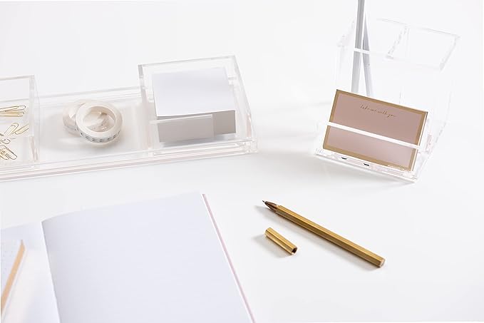 russell+hazel Acrylic Sticky Notes Bloc Tray, Home and Work Office Organization, 4” W x 4” L x 1.5” H, 1 Count