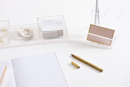 russell+hazel Acrylic Sticky Notes Bloc Tray, Home and Work Office Organization, 4” W x 4” L x 1.5” H, 1 Count