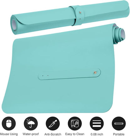 ‎Boutilon Leather Mouse Pad,Extended Desk Pad for Keyboard and Mouse Non-Slip Study Desk Writing Pad Desktop Protector for Home Office Accessories,30"x 14"(M-Bright Blue)