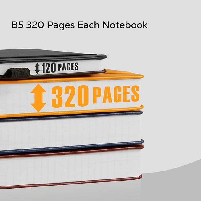 Journal Notebooks College Ruled, Thick Notebook Journal with 100GSM Paper, B5 Large Lined Notebook Journal for Women & Men, 7.1'' X 10'', 320 Pages, Black Leather Notebook