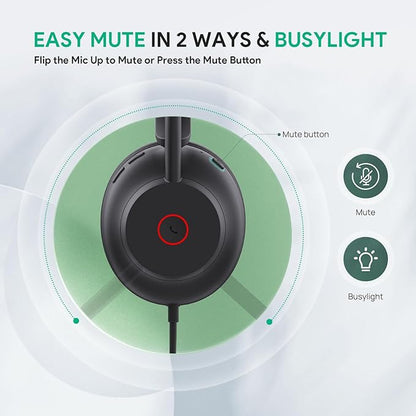 Yealink UH35 Wired Headset, USB Headset with Noise Cancelling Mic, Optimized for Skype and Zoom and Other Leading Conferencing Platforms, Mono Headset for PC Laptop VoIP Phone, All-Day Comfort Design