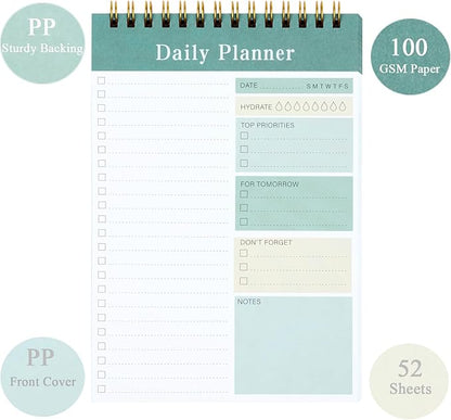 To Do List Notepad, 52 Sheets Undated Daily Planner 2024, 5.2"x7.8" Daily Planner Notebook, To Do List Planner for Home School/Office Supplies