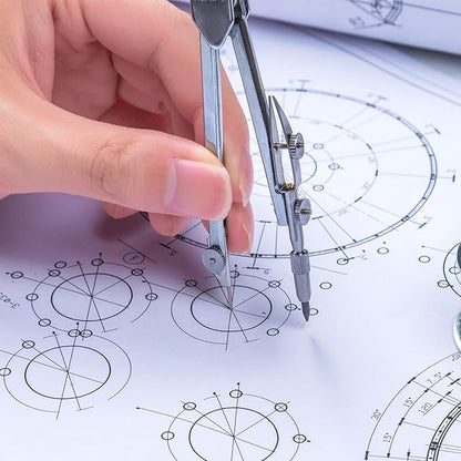 EBOOT Student Geometry Math Set, Drawing Compass and 6 Inch Clear Swing Arm Protractors 180 Degree Math Protractor (Argent, Classic)