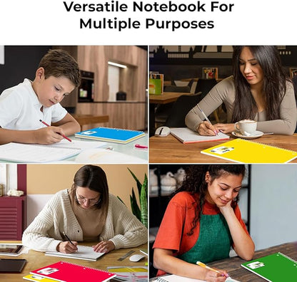 36 Pack Spiral Notebook, 5 Subject, Wide Ruled, 300 Pages/Book (150 Sheets), 8 x 10-1/2", Bulk School & Office Spiral Notebooks, Sturdy Spiral Journal Notebook, Soft Cover, Assorted Colors