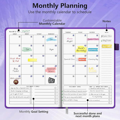 BLESWIN Monthly Life Planner Weekly Planner, No Dated Planner Start Anytime, Leather Weekly & Monthly Productivity Planner – Organizer Planner Thick Paper for Men Women