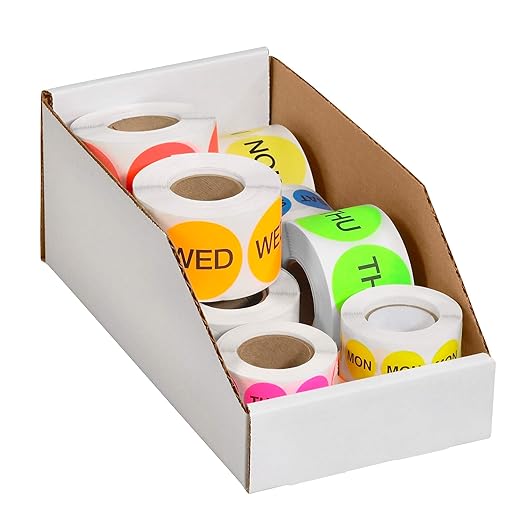 Partners Brand PBINBWZ518 Open Top Bin Boxes, 5" x 18" x 4-1/2", Oyster White (Pack of 50)