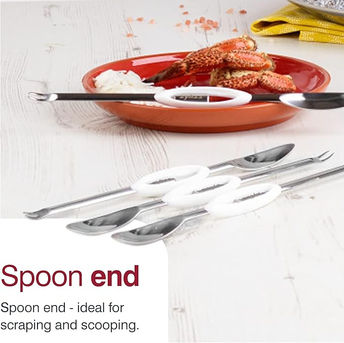 Zyliss Seafood Picks - Seafood Spoon & Fork - Stainless Steel Utensils - Dual-Ended Picks & Seafood Tools - Kitchen Tool & Gadget - Dishwasher Safe - Stainless Steel