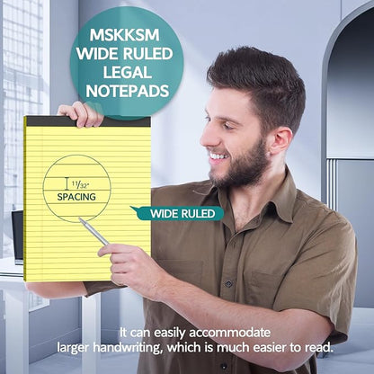 Legal Pads 8.5 x 11, 2 Pack Yellow Note Pads 8.5 x 11 Writing Pads, Wide Ruled Legal Notepads, Lined Pads of Paper Yellow Paper Pads, 30 Sheets Per Notepad for School, Home, Office, Business