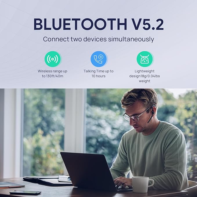 Yealink BH71 Bluetooth Headset with USB-C Dongle, Teams&Zoom Certified, 4 Noise Cancelling Microphone, Fit for Computer Laptops PC, Wireless Earpiece for Trucker Business Office Work