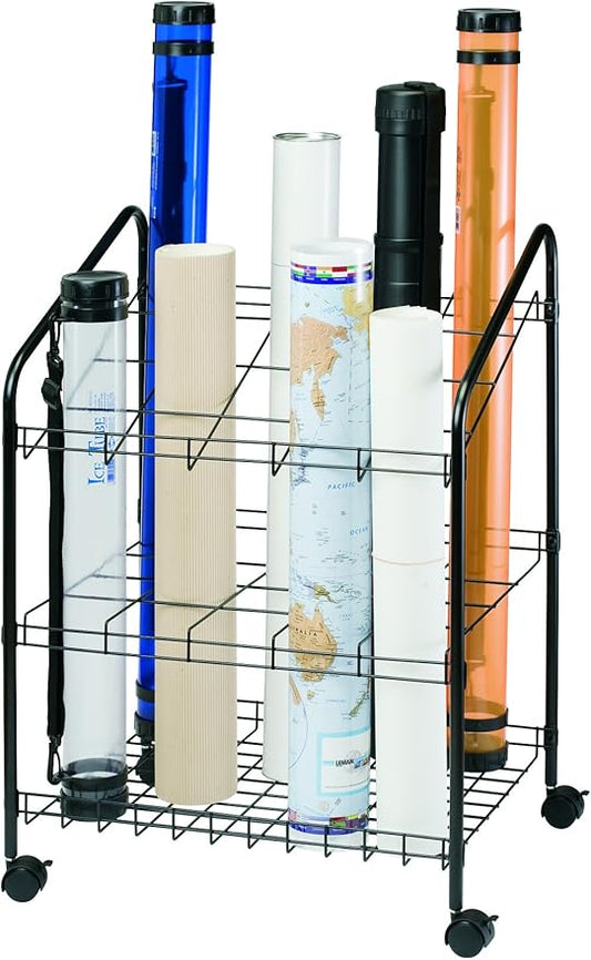 Alvin, Wire Bin Roll File, Made For Rolled Maps, Plans, Drawings, and Tubes, 4 x 4 Inches - 20 Slots