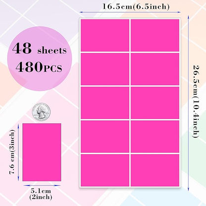 YSHIHE Colored Labels Stickers 3" x 2" Large Color Coding Labels in 12 Assorted Colors Rectangle Name Tags Moving Labels - 480 Pack