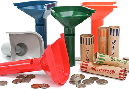 L LIKED 30 Assorted Preformed Coin Wrappers & 5 Coin Sorters Tubes, Color-Coded,Easy to Load