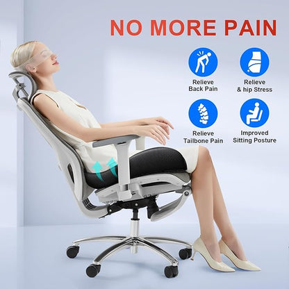 Large Memory Seat Cushion for Office Chair Pressure Relief Sciatica & Tailbone Pain Relief Memory Foam Firm Coccyx Pad for Long Sitting, for Office Chair, Gaming Chair and Car Seat, Black