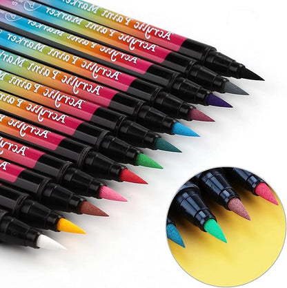SMOOTHERPRO 36 Acrylic Paint Pens, Brush Tip (1-6mm) Acrylic Paint Markers, Fabric Markers for Textile, Canvas, Rock, Glass, Wood, Paper, Pumpkin, DIY