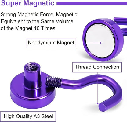 DIYMAG Magnetic Hooks, 30Lbs Strong Heavy Duty Cruise Magnet S-Hooks for Classroom, Fridge, Hanging, Cabins, Grill, Kitchen, Garage, Workplace and Office etc, (10 Pack-Purple)
