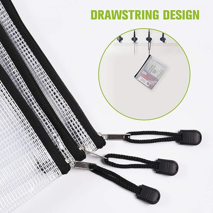 Mesh Zipper Pouch, 6PCS Waterproof Plastic Mesh ZipperBag, B5 Size Tear-Resistant Document Pouch, Extra Large Zip File Bags, for School Office Supplies Home Travel Storage(11.26×7.9 Inch)