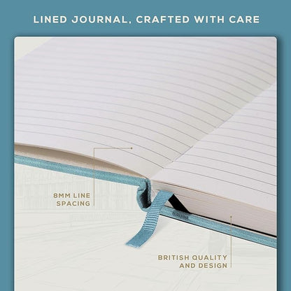 BEECHMORE BOOKS Lined Journal Notebook, 5.8 x 8.3 inch, A5 160 Lined Pages, Hardcover Leather Journals for Women, Men, Writing and Notebooks for Work - 120 GSM Thick Paper, Gifts Box Included