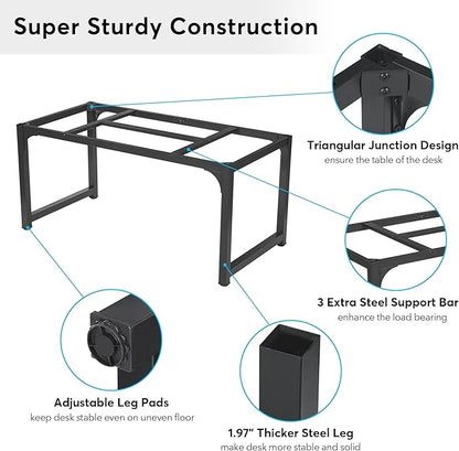 Tribesigns Modern Computer Desk, 63 x 31.5 inch Large Office Desk Computer Table Study Writing Desk Workstation for Home Office, Vintage Black Metal Frame
