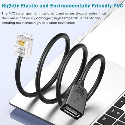 Rj11 To Usb Telephone Line Adapter, Rj11 6p4c Male To Usb Female Modem Converter, Used For Telephone Communication, Fax Machines, Modulation And Demodulation Adapters (Rj11 male to USB female100cm)