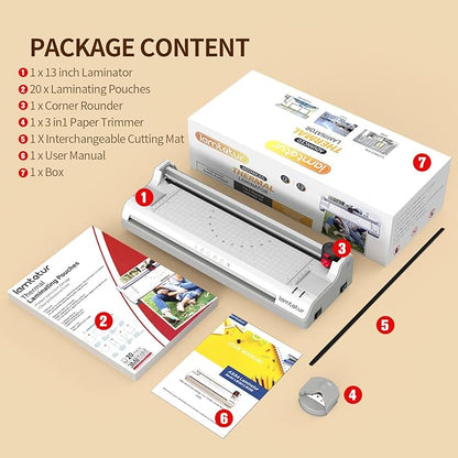 Thermal Laminator Machine 11X17 with 20pcs Letter Size Laminating Sheets,13inch Laminater for A3/A4/A6, Hot&Cold Lamination Machine for Office Home School Teacher Use,Paper Cutter, Corner Rounder