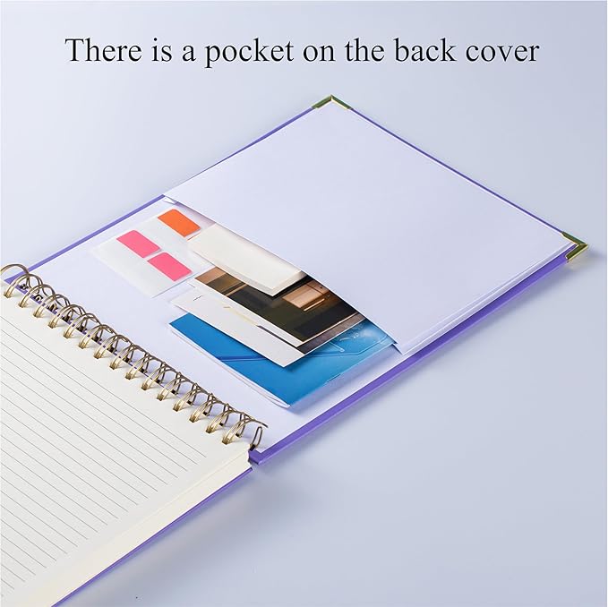 Top Spiral Notebook 8.5x11 in,Steno Notebooks Top Spiral 240 Pages, Inner Pocket College Ruled, Hardcover Steno Pads, Left-Handed,Spiral Notepads for Work, School, Office, Business