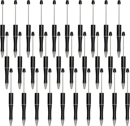 jiebor 30Pcs Black Beadable Pens Plastic Bead Pen Black Ink Ballpoint Pens Cute Diy Pens Cool Pens for Teacher Bridal Graduation Gift Office School Supplies