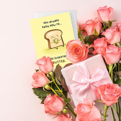 ALY LOU Anniversary Card for Her Him/Girlfriend Wife/Husband Boyfriend, Friendship Thank You Birthday Kawaii Greeting Card (Everything Butter)