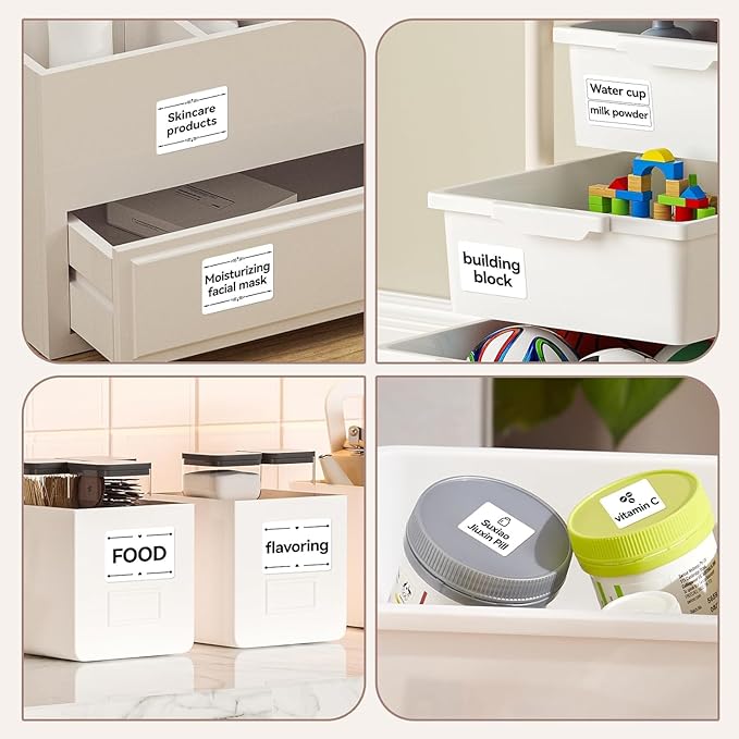 Storage Bin Labels for NIIMBOT B1 B21 B3S, 1.57'' x 1.18'' (40x30mm) Kitchen Labels for Containers, Waterproof, Oil-Proof and Tear-Proof Thermal Printer Labels