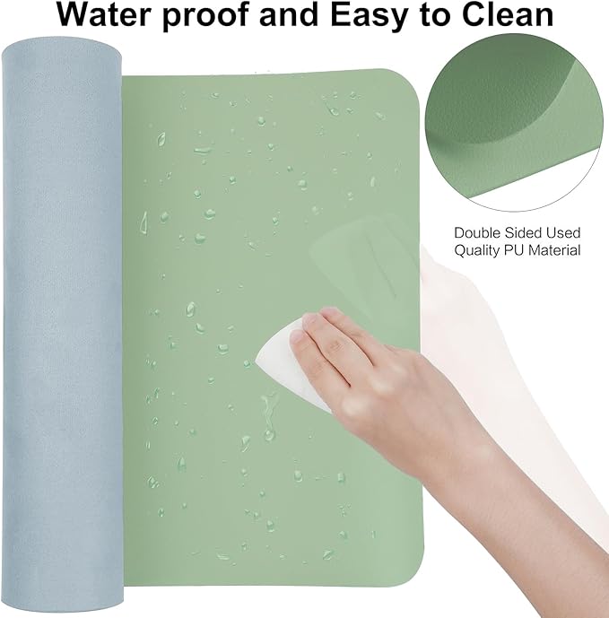 Boutilon Leather Desk Pad 47"x 24" Non-Slip Mouse Pad,Business Desk Pad,Extended Table Protector for Keyboard and Mouse,Desk Writing Pad for Office Home Working Decor (XXXL-Green)