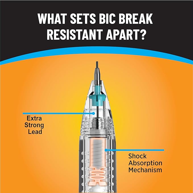 BIC Break Resistant Mechanical Pencil Lead and Eraser Refills, No. 2 Medium Point (0.7mm), 12-Count Refill Pack for School or Office Supplies