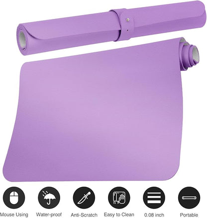 Boutilon Leather Desk Pad 35"x 17" Non-Slip Mouse Pad,Office Desk Mat,Waterprooft PU Leather Desk Blotter,Desk Pad Protector,Desk Writing Pad for Home Office Decor (L-Purple,35"x 17")