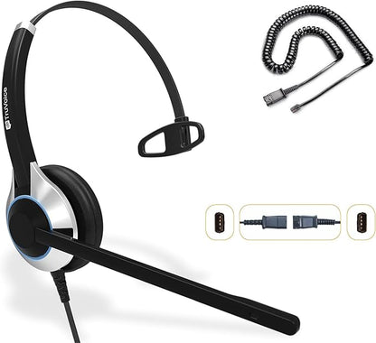 TruVoice HD-500 Office and Call Center Wired QD Headset with Noise Canceling Microphone and HD Speakers - Compatible with Mitel, Nortel, Avaya, Poly, Polycom, Shoretel, Digium, ESI, Fanvil Desk Phones