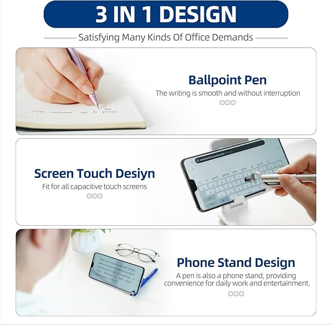 20 Pcs Motivational Ballpoint Pens Batch, Office Snarky Phone Holder and Touch Screen Stylus Pen, Black Ink Encouragement Quotes,Inspirational Gifts For School And Corporate Office Supplies